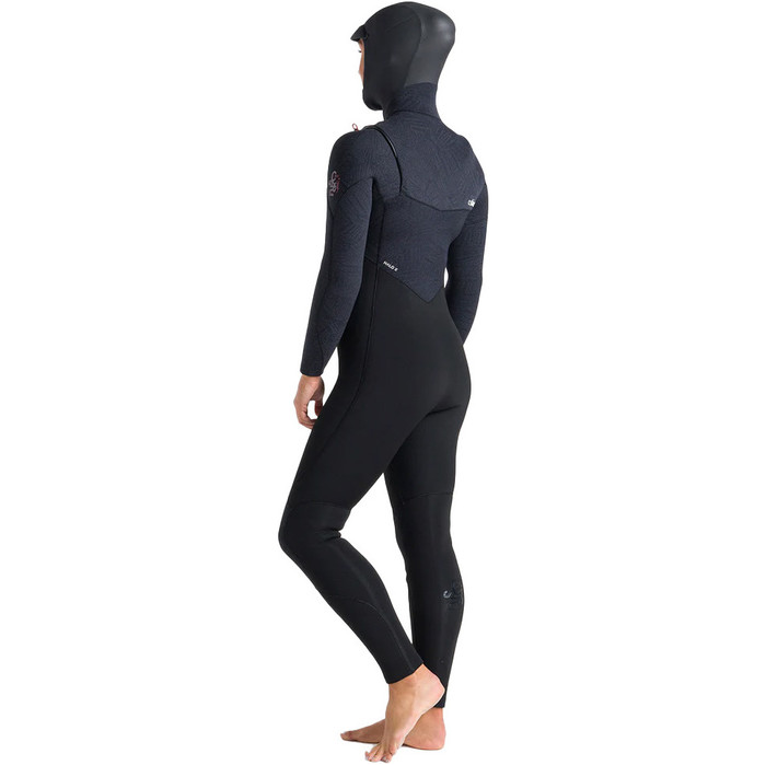 2023 C-Skins Womens ReWired 6/5mm Chest Zip Hooded Wetsuit C-RW65WH - Black / Crimson